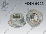 Nakr. z kołnierzem ząbkowanym M 4-8 oc.B ~DIN 6923